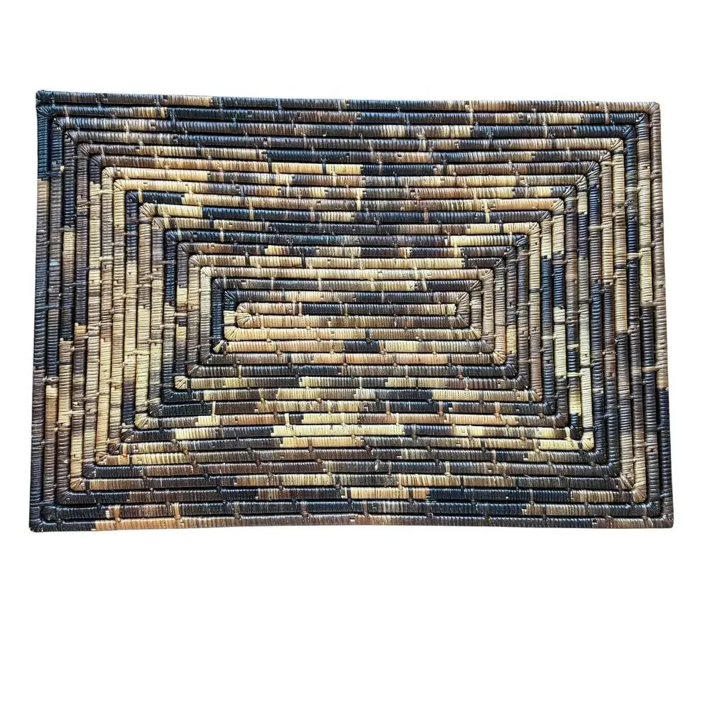 Set 4 Brown Rattan Woven Rectangular Placemats Table Dining Decor Kitchen Boho